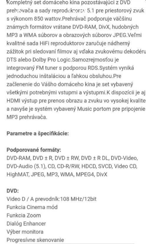 Panasonic, domáce kino 850 watt - 10