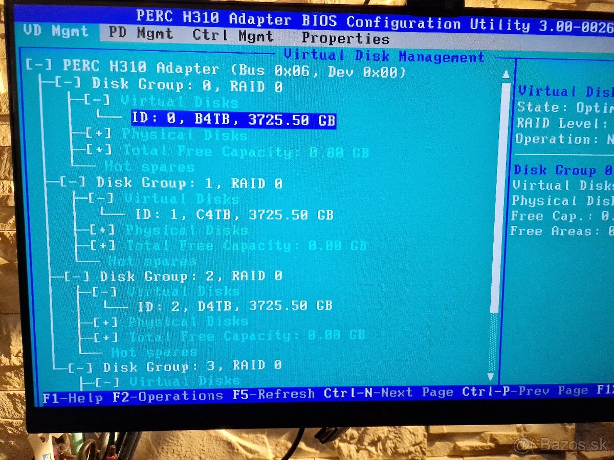 Kompletný set diskov SAS 5 x 4TB plus Dell H310 RAID karta - 10