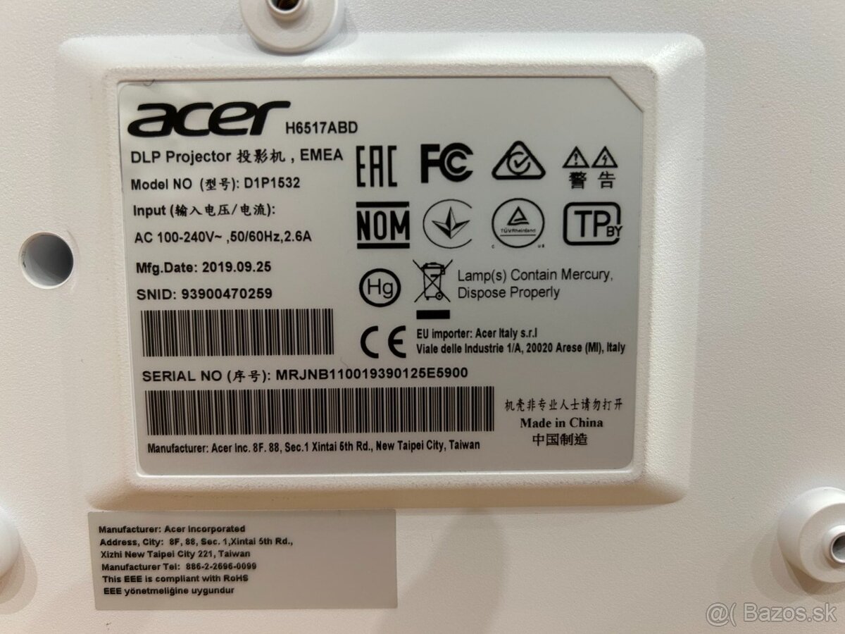 Predám projektor ACER H6517ABD - 10