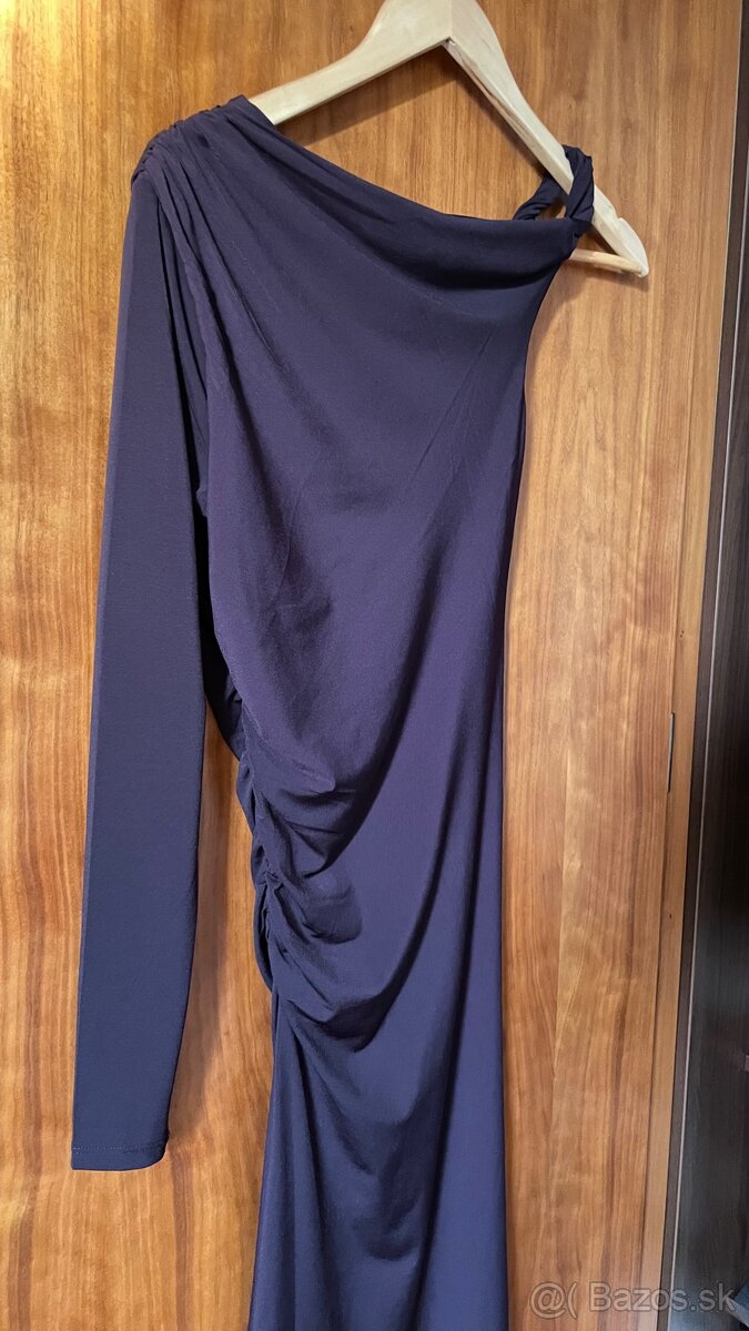 H&M Fialové priliehavé midi odhalené plece dlhý rukáv XS - 10