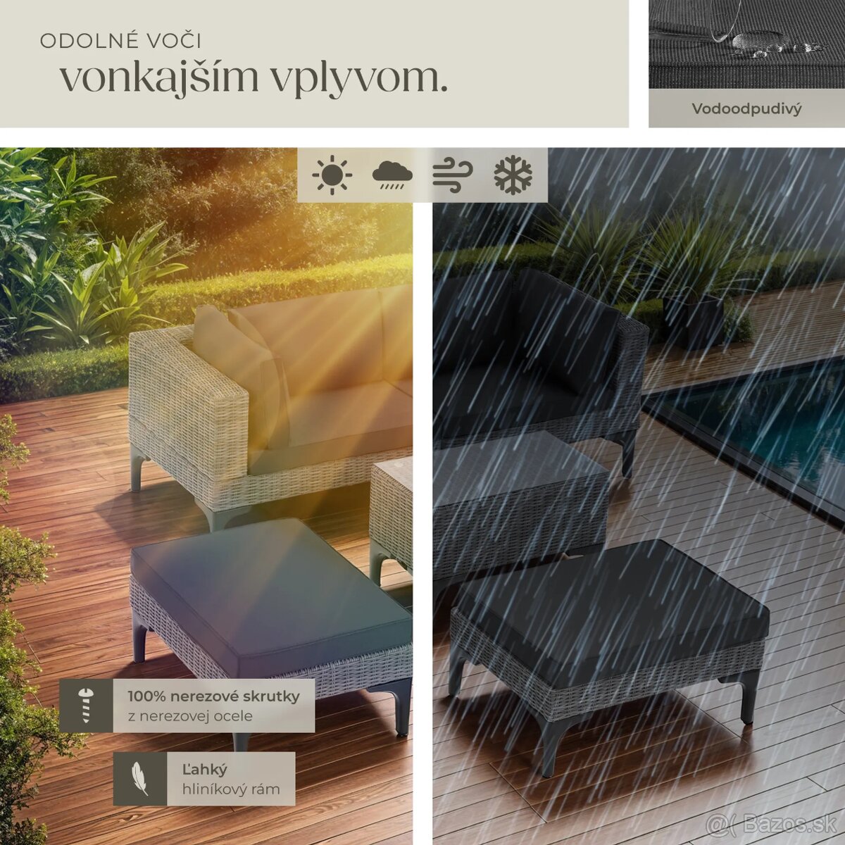 Predam zahradny Ratanový set Bellaria s hliníkovým rámom - 10