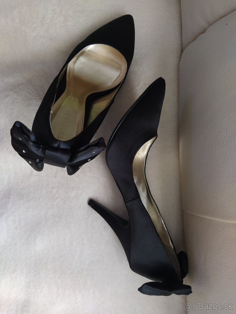 NOVÉ čierne saténové lodičky veľ. 36 (osobný odber) - 10