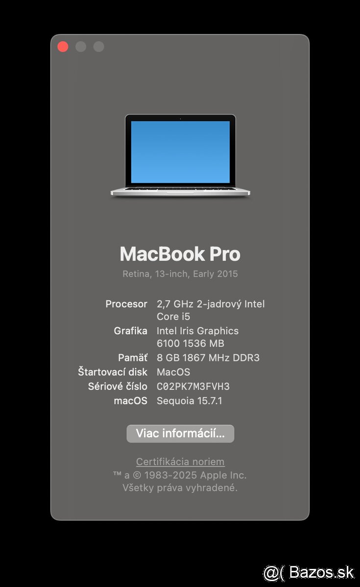 MacBook Pro (Retina 13", 2015) /Core i5/8GB RAM/128GB SSD - 10