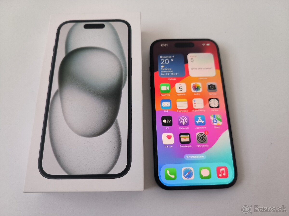 apple iphone 15 128gb Midnight / Batéria 100% - 10