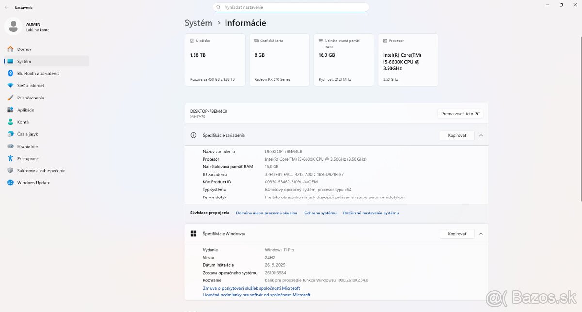 I5 6600k, 16gb ddr4, RX570 8gb, 500gb ssd - 10
