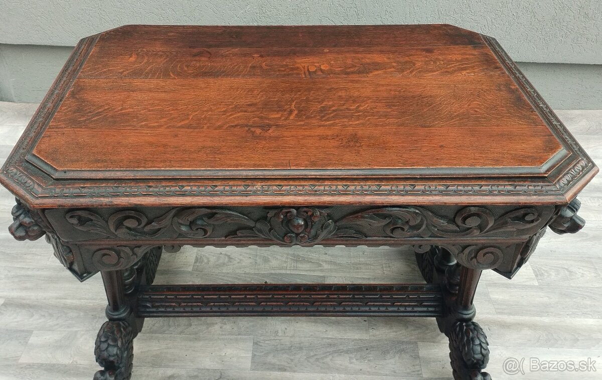 Stôl starožitný neorenesančný. - 10