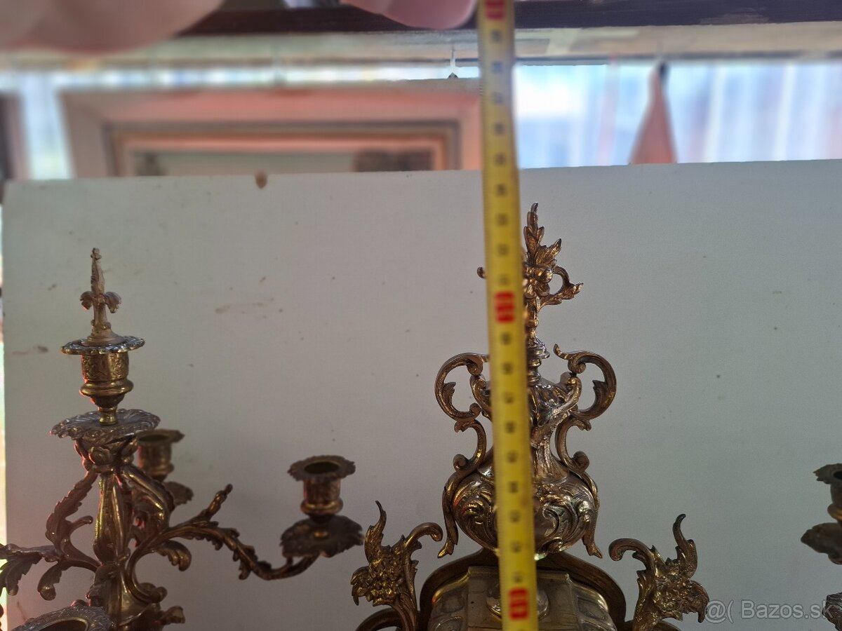 Predám funkčné starožitné mechanicke krbové mosadzné hodiny - 10