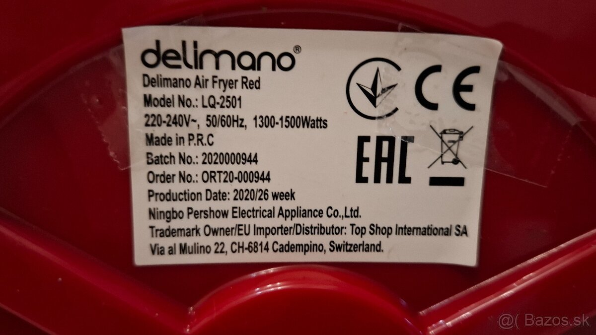 Fritéza Delimano AIR FRYER RED, používaná - 10