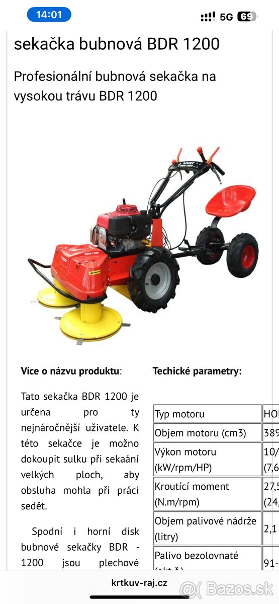 DVOUBUBNOVÁ sekačka VARI BDR 1200 zánovní stav - 10