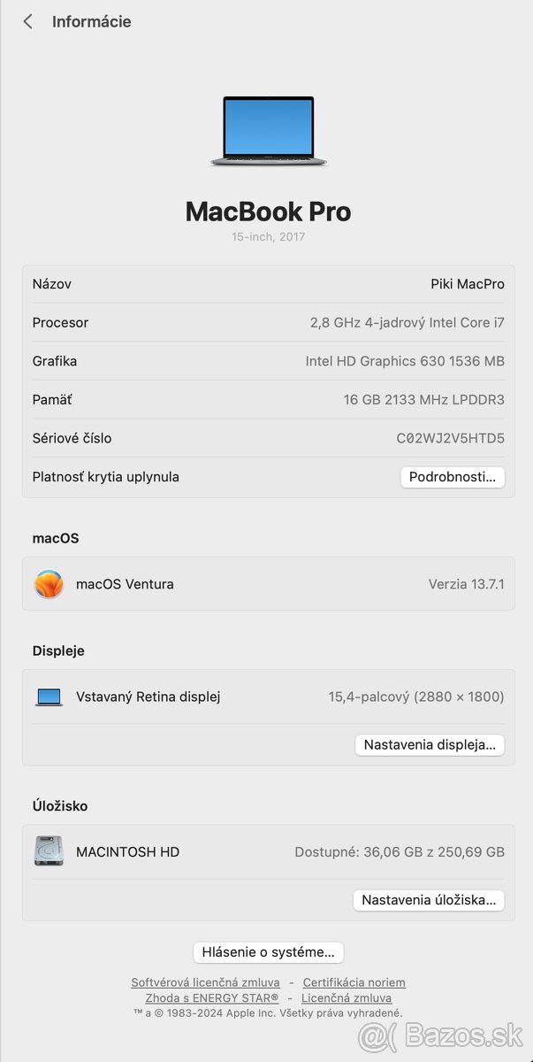 Predám Macbook Pro 15inch 2017 - 10