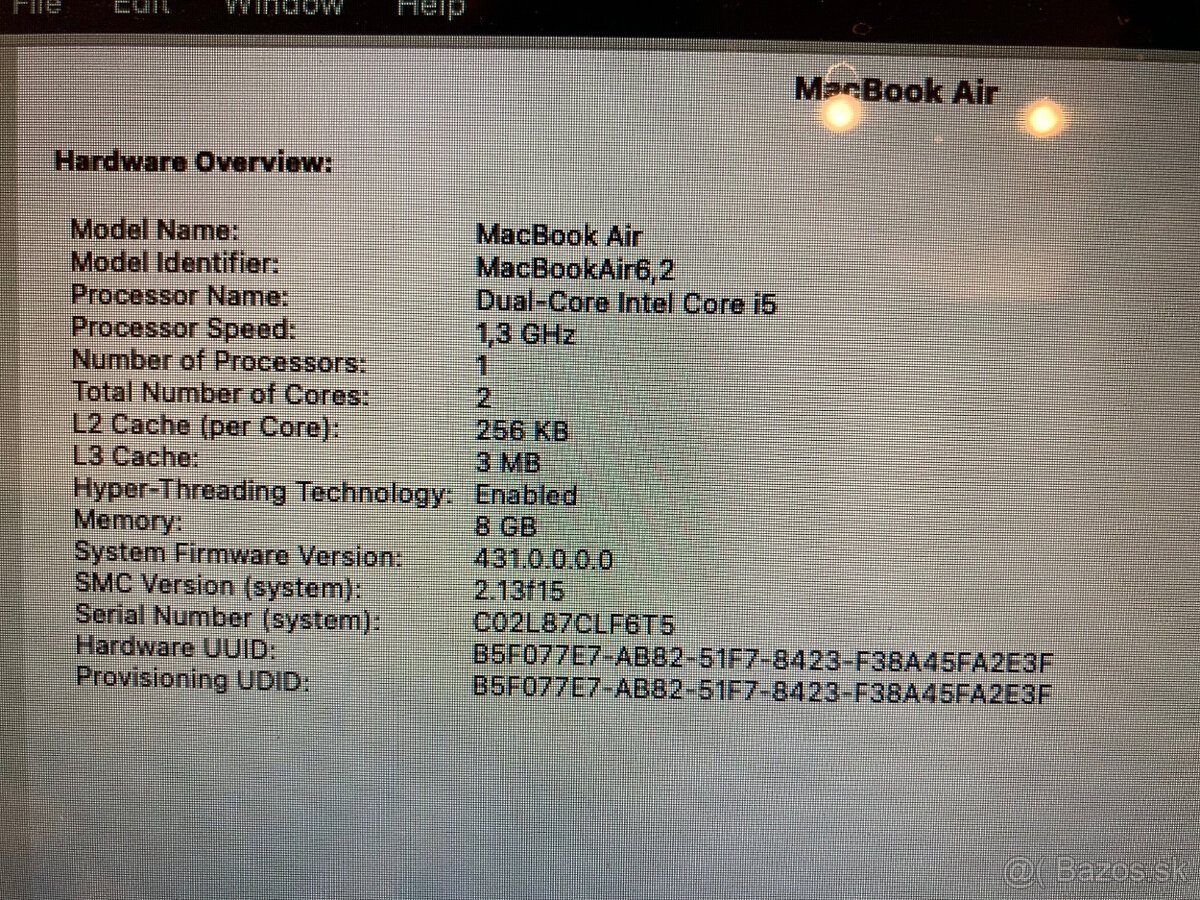 Predám Apple MacBook Air 13" i5 Mid 2013 8 GB DDR3 128 GB - 10