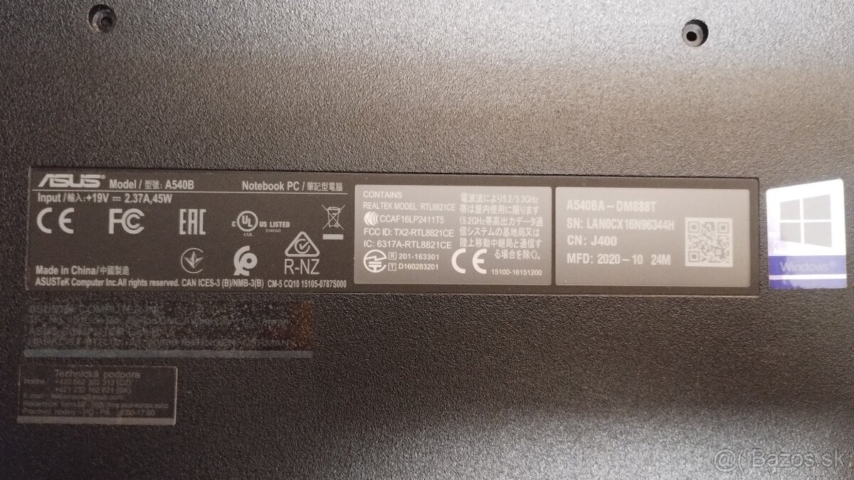 Predám notebook Asus A540B - 10