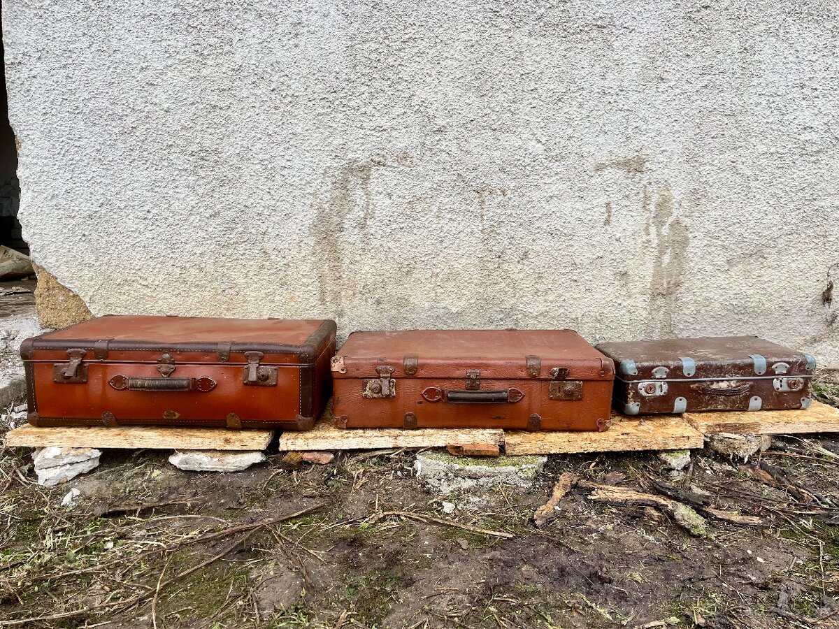 Starožitný starý retro cestovný kufor - 2ks - 10