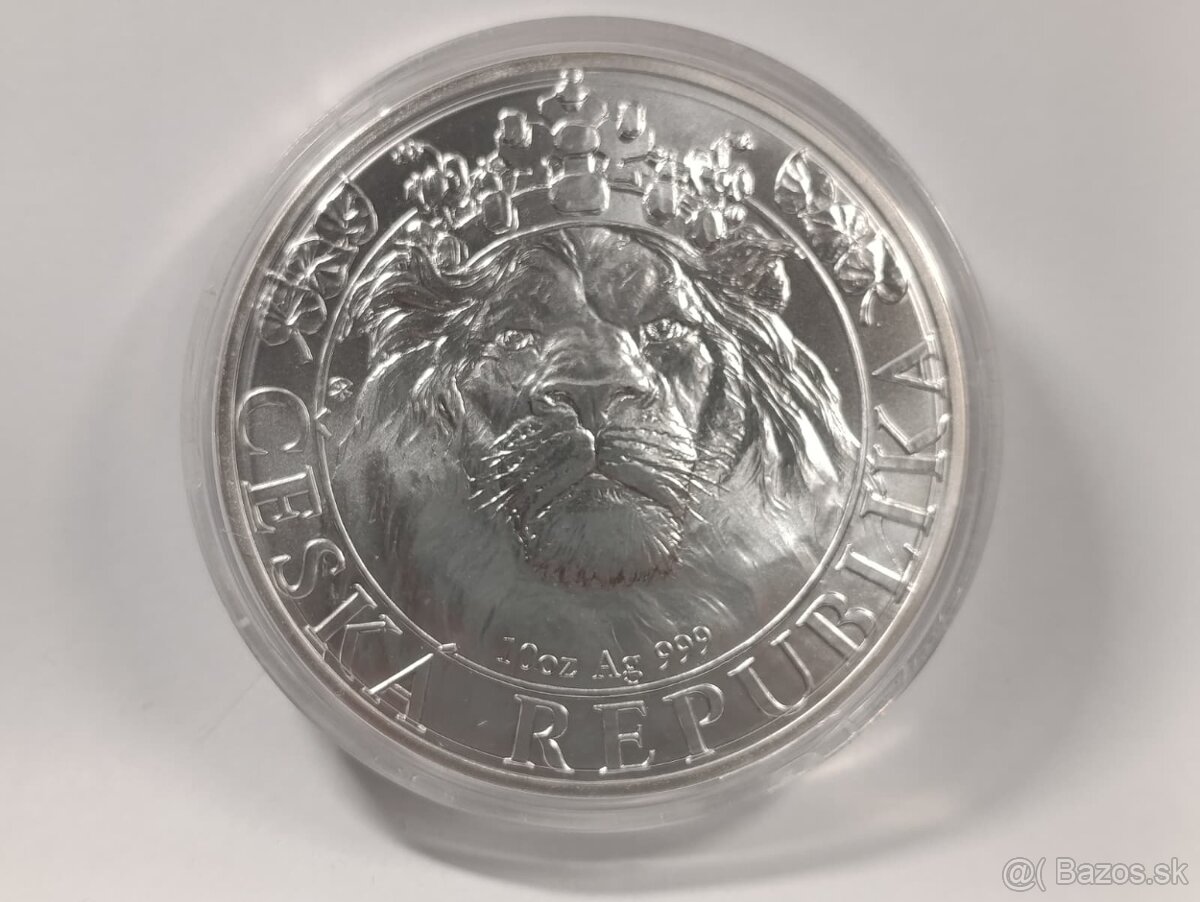 Stříbrná 10 oz investiční mince Český lev 2022 stand, 311gr. - 10