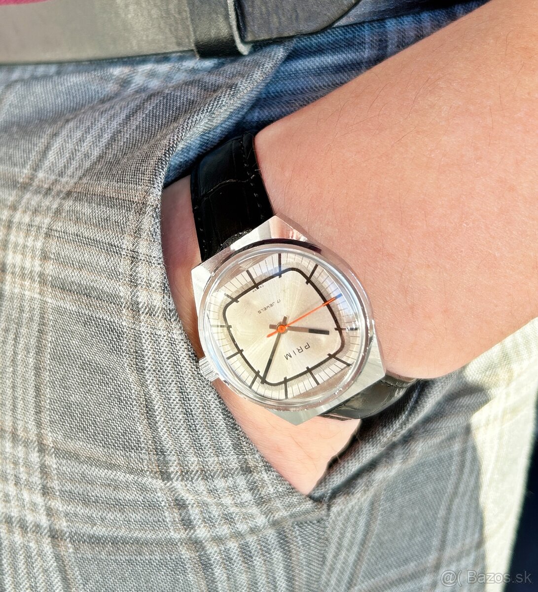 Československé mechanické vintage retro hodinky PRIM Televiz - 10