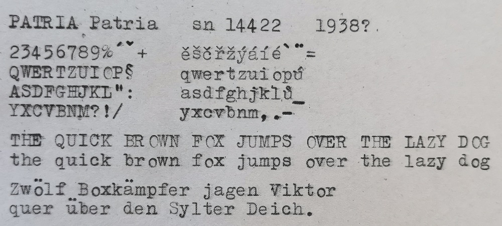 Starožitný švajčiarsky písací stroj PATRIA z roku 1938 - 10