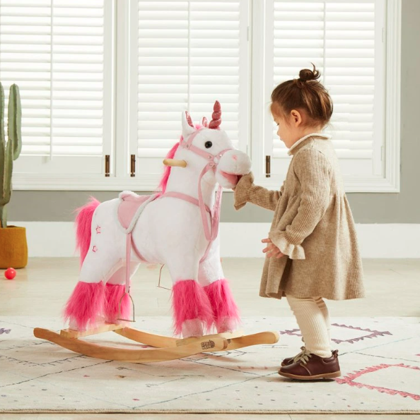 Detský hojdací jednorožec sloník koník so zvukom a baterkami - 10
