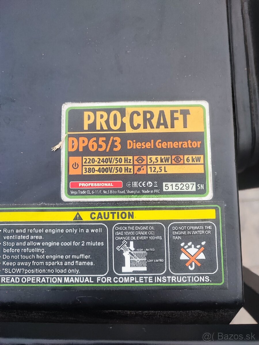 Elektrocentrála Pro Craft 6 kw - 10
