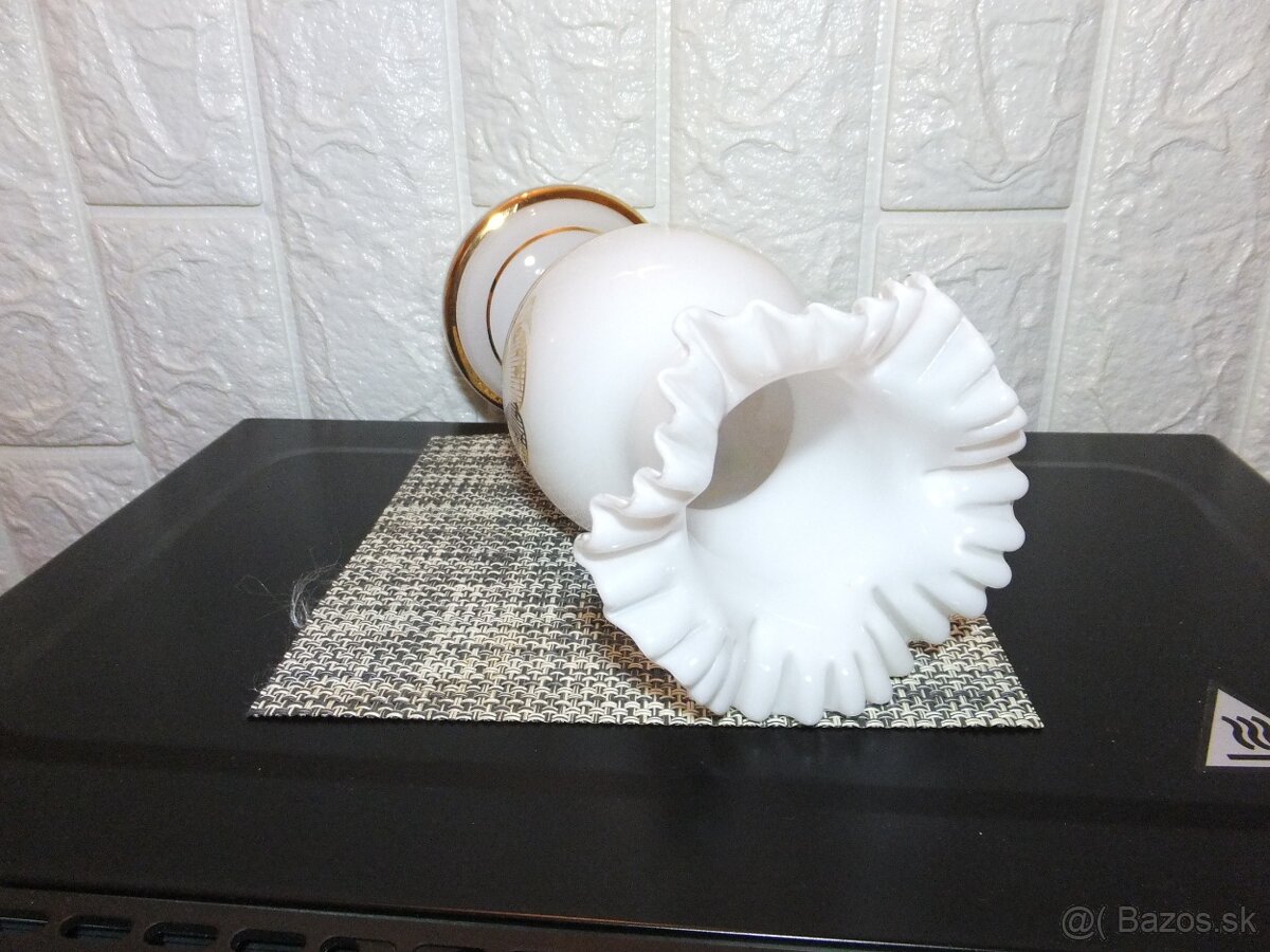 Retro krásná opálová váza, ručně malovaná, Bohemia. - 10