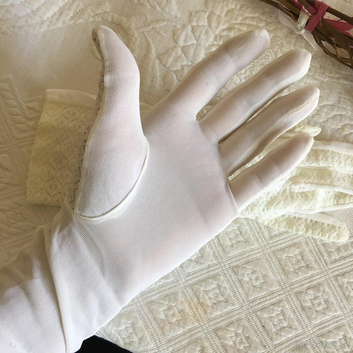 Vintage čipkované nylonové rukavice - 10