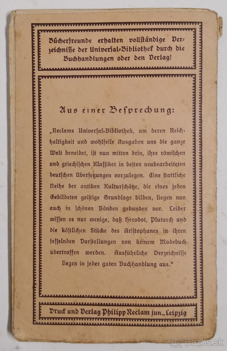 Tibulls Elegien. Reclams Universal-Bibliothek Nr. 1582 - 10