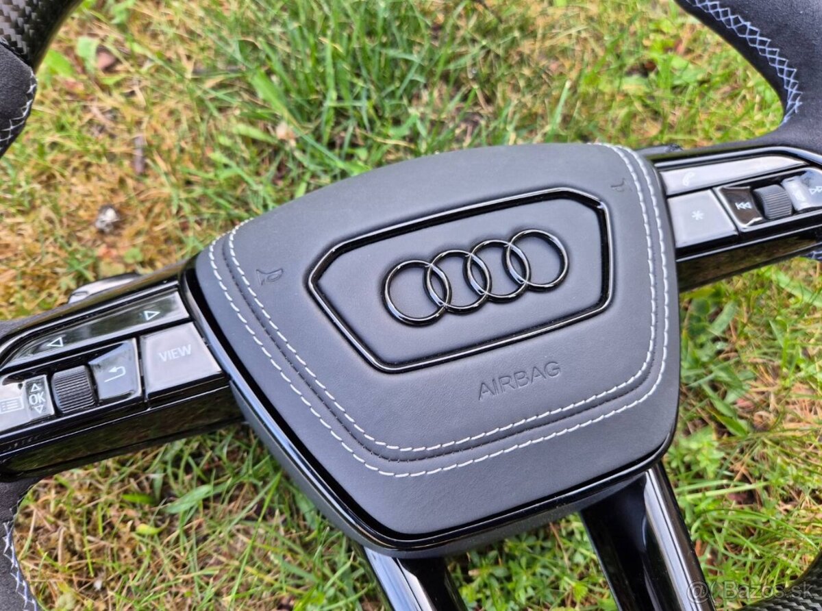 VOLANT AUDI KARBON ALKANTARA ČIERNY PREMIUM DEKOR + RS PADLA - 10
