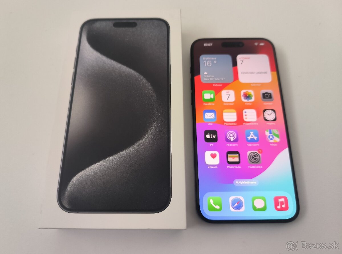 apple iphone 15 PRO 256gb Black Titanium / Batéria 87% - 10