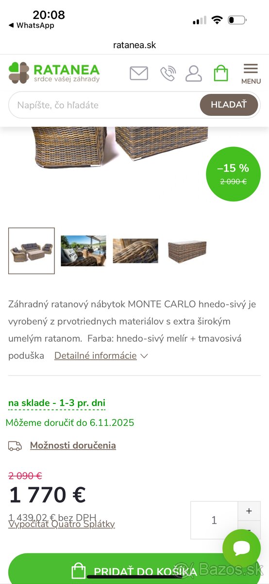 Predám krásnu ratanovú sedaciu súpravu - 10