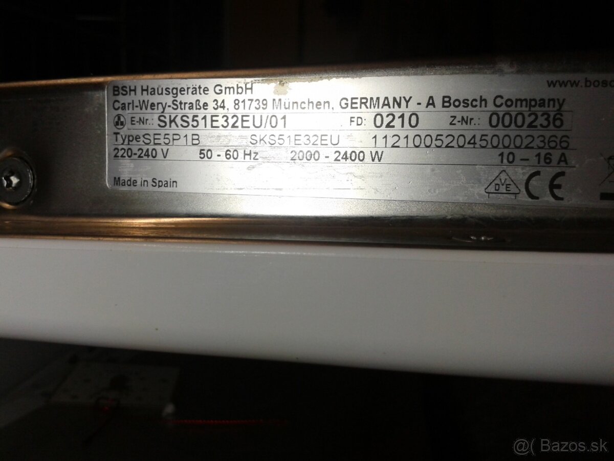 Umývačka riadu na kuchynskú linku "Bosch SE5P1B" - 10