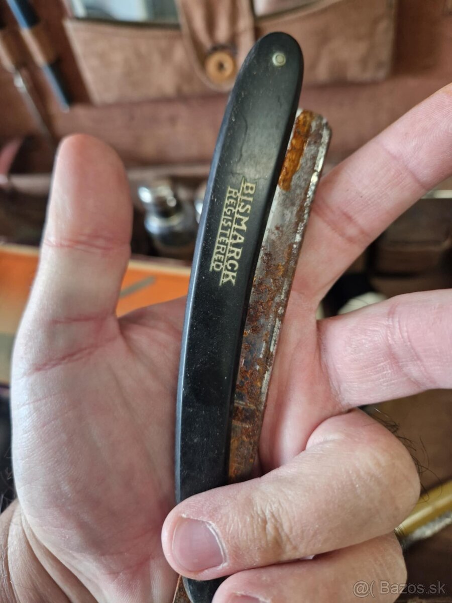 Starožitný kufrík na holenie strihanie - 10