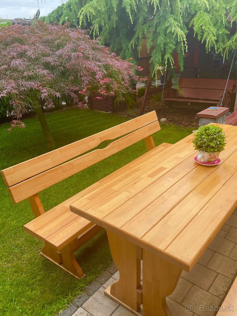 Masívny Dubový set srôl a dve lavice dĺžka 2m - 10