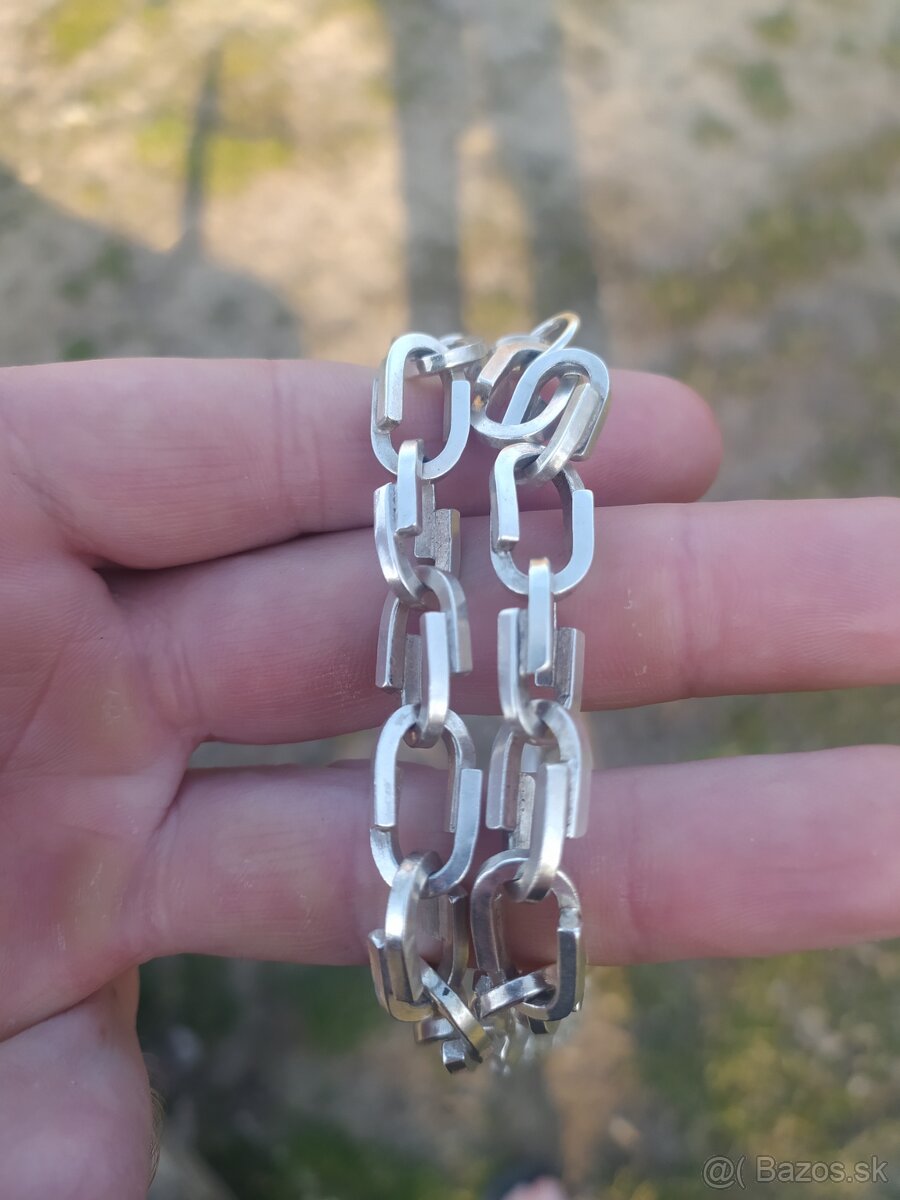 Strieborná retiazka a náramok - ručná práce - 10