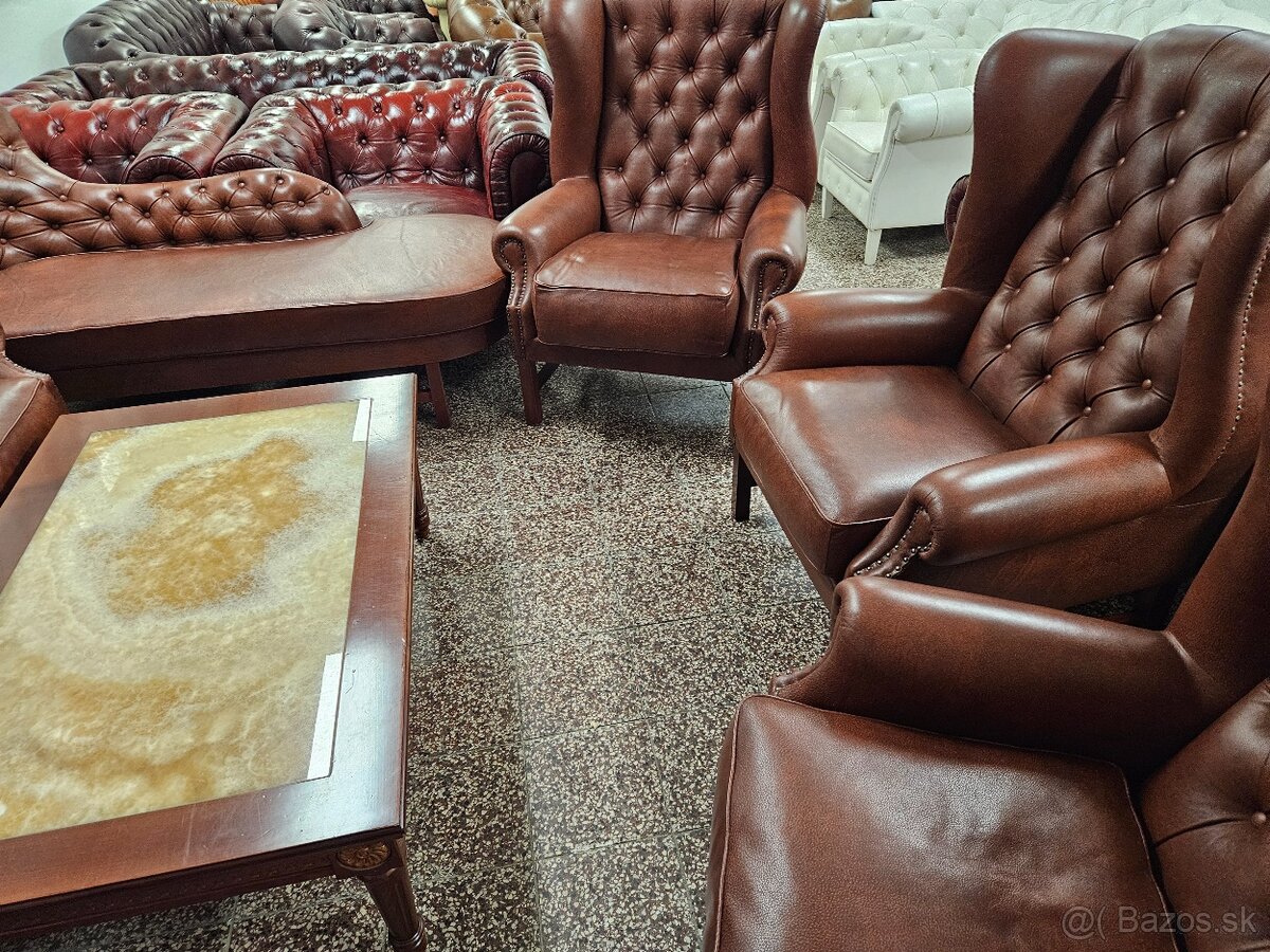 CHESTERFIELD ŠTÝL-WINGBACK-KOŽENÁ SEDAČKA - 10