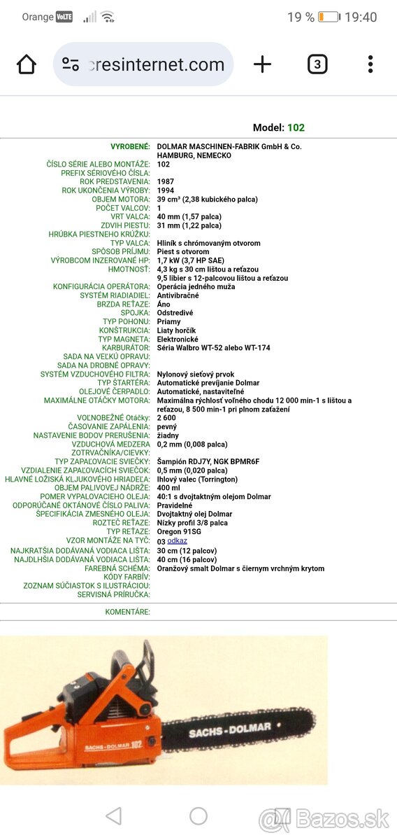 Motorová píla Sachs Dolmar 102 - 10