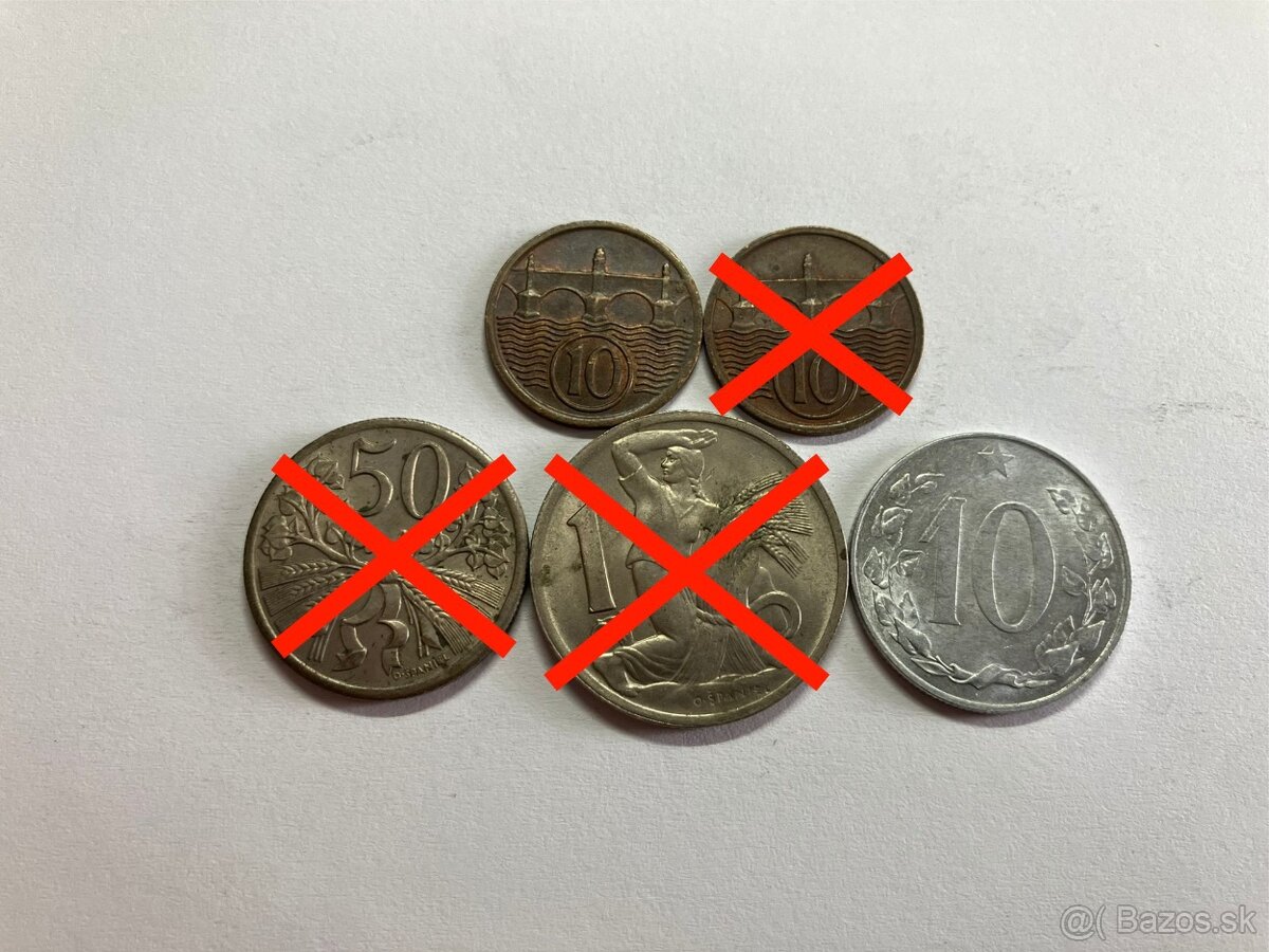 Československo mince - vzácnejšie ročníky - 10