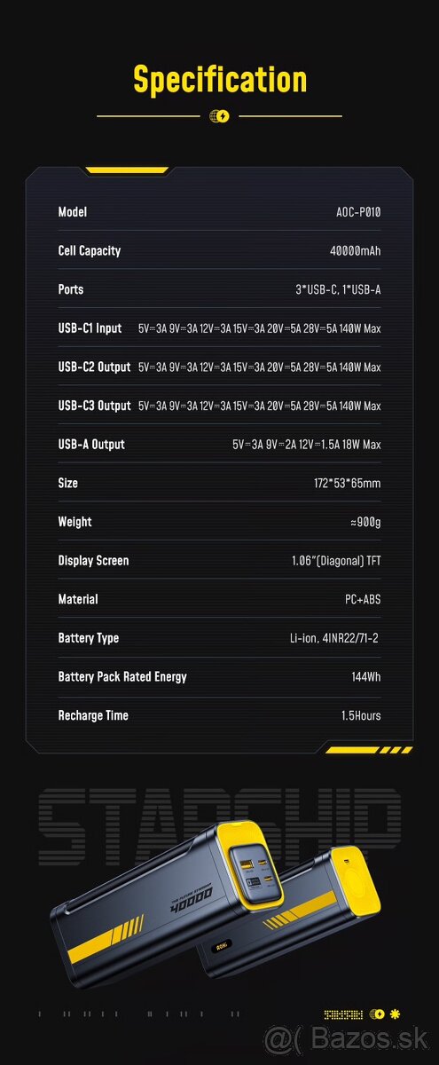 AOHI Starship 40.000 mAh Power Banka - 10