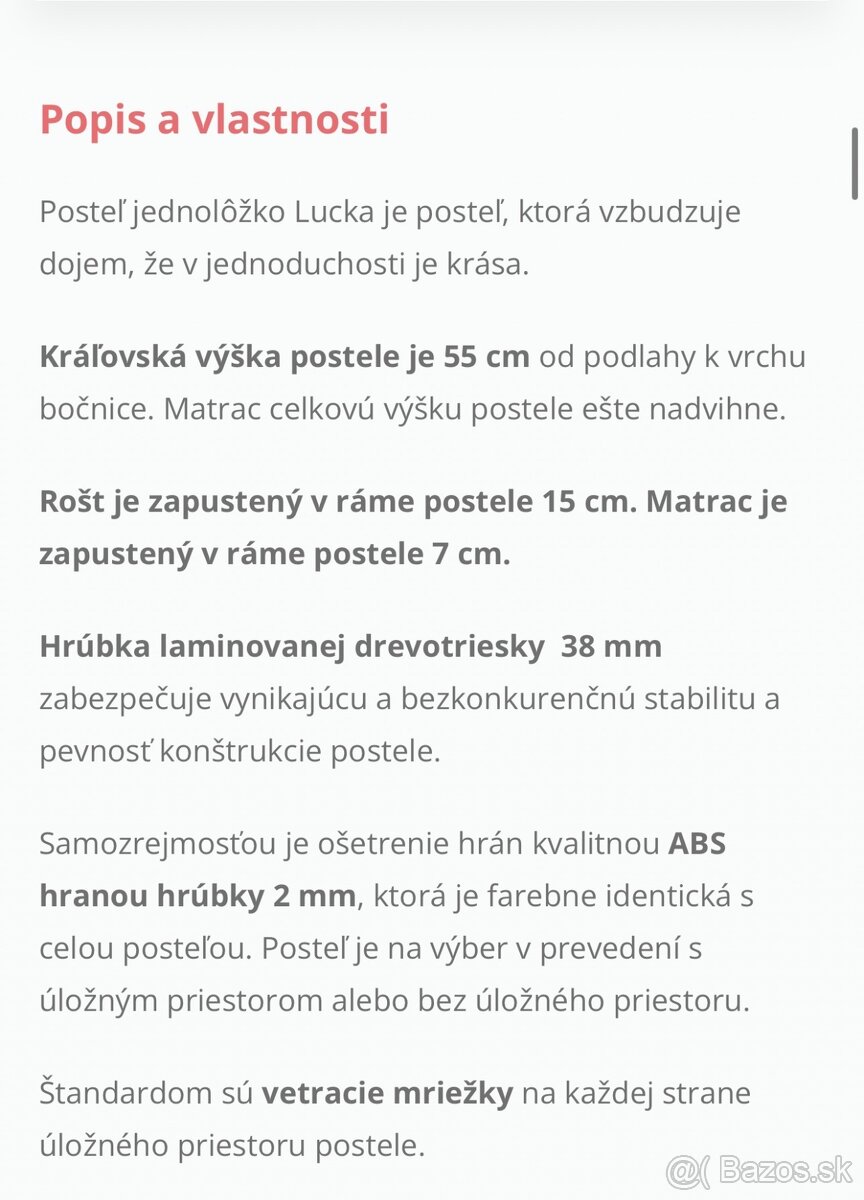 PREDÁM POSTEĽ s roštom a matracom - 10