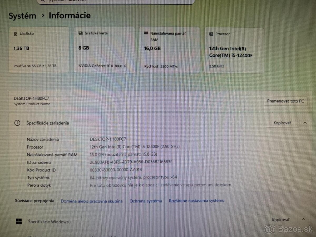 Herný počítač i5-12400F / RTX 3060 Ti / 16GB / 500GB SSD - 10