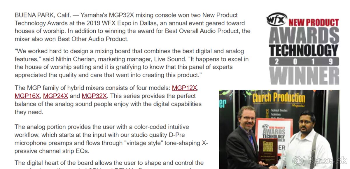Yamaha mix MGP12X, analóg, 2x echo FX1, FX2, kompresory - 10