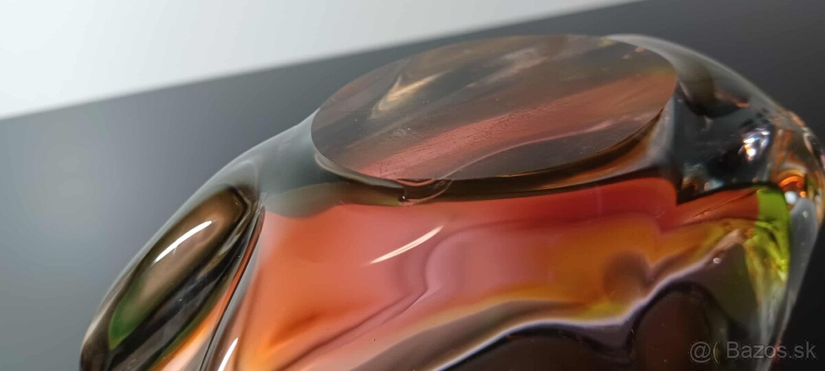 Nádherný popolník, miska z hutného skla návrh Jozef Rozínek - 10