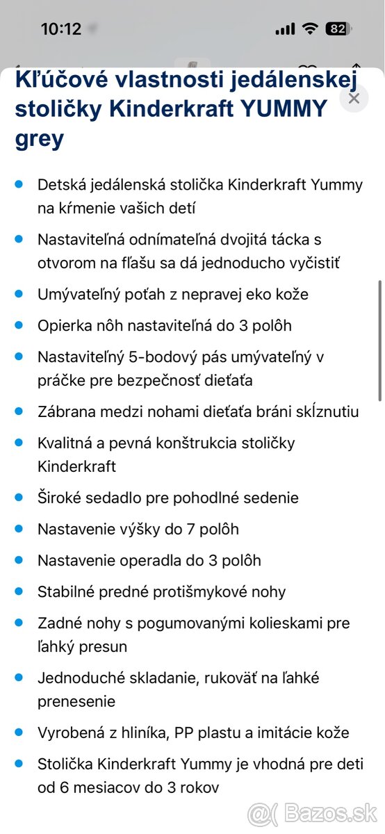 Stolička nakŕmenie KINDERKRAFT YUMMY sivá - 10