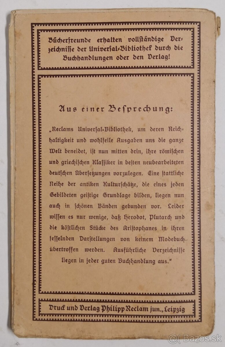 Tibulls Elegien. Reclams Universal-Bibliothek Nr. 1582 - 10