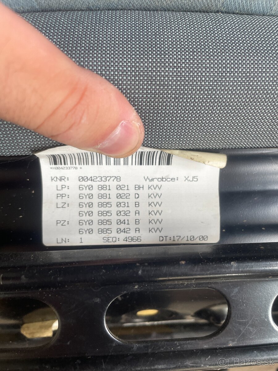 🪑 Predám predné sedadlo Škoda Fabia I (ľavá strana - vodičo - 10