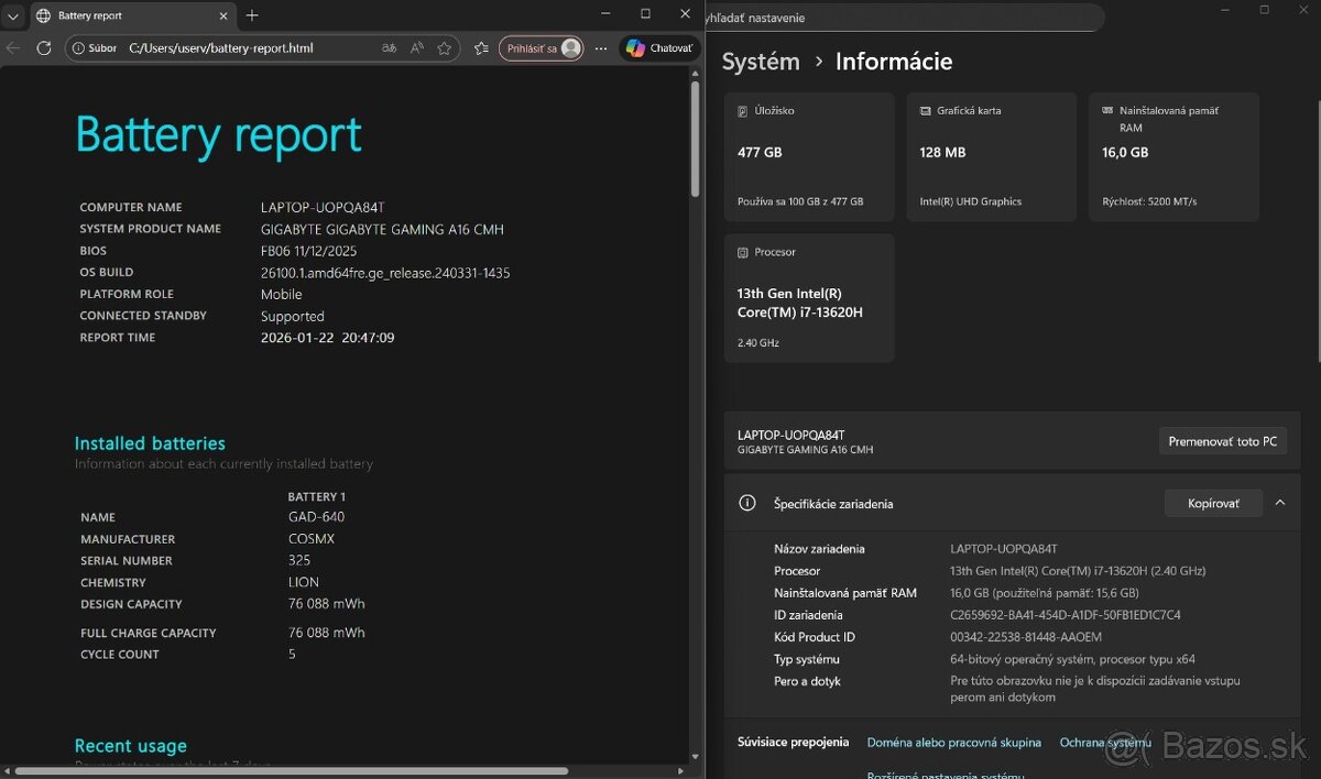 Gigabyte A16 i7‑13620H | RTX 4050 | 16GB | 512GB - 10