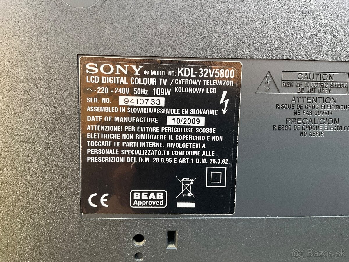 Televízor SONY Bravia KDL-32V5800. - 10