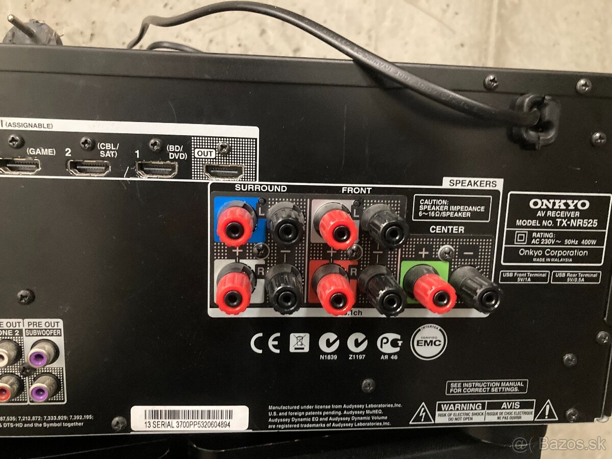 Predám ONKYO zosiloač TXNR 525 plus boxy - 10