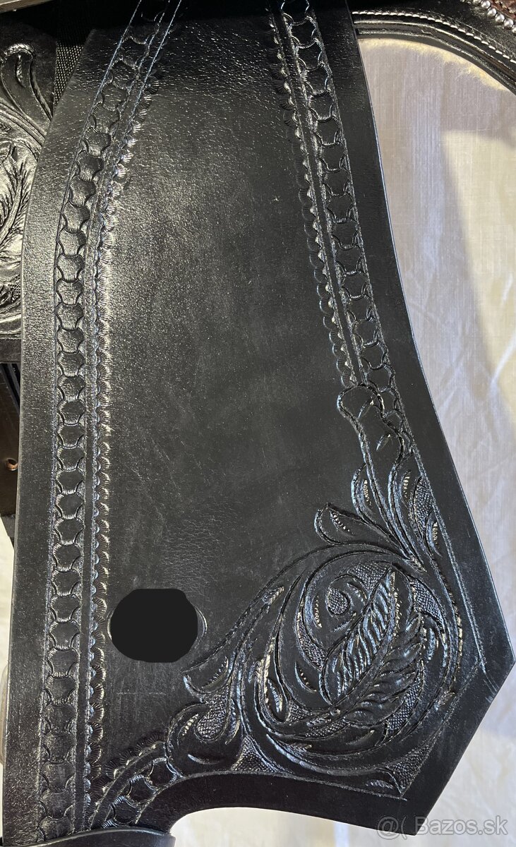 Westernový sedlový komplet 23) černé Floral hnědý krokodýl - 10