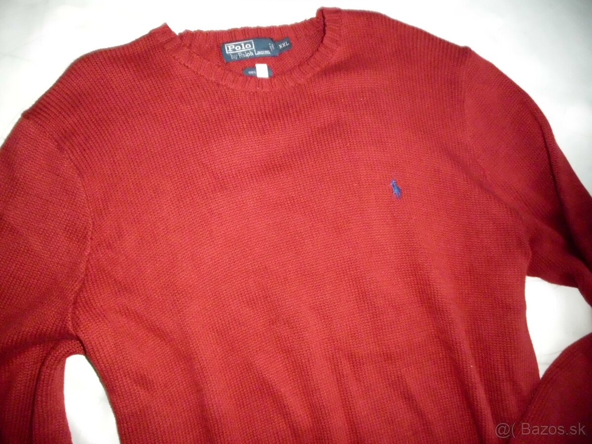 Ralph Lauren pánsky sveter tmavo červený 2XL - 10