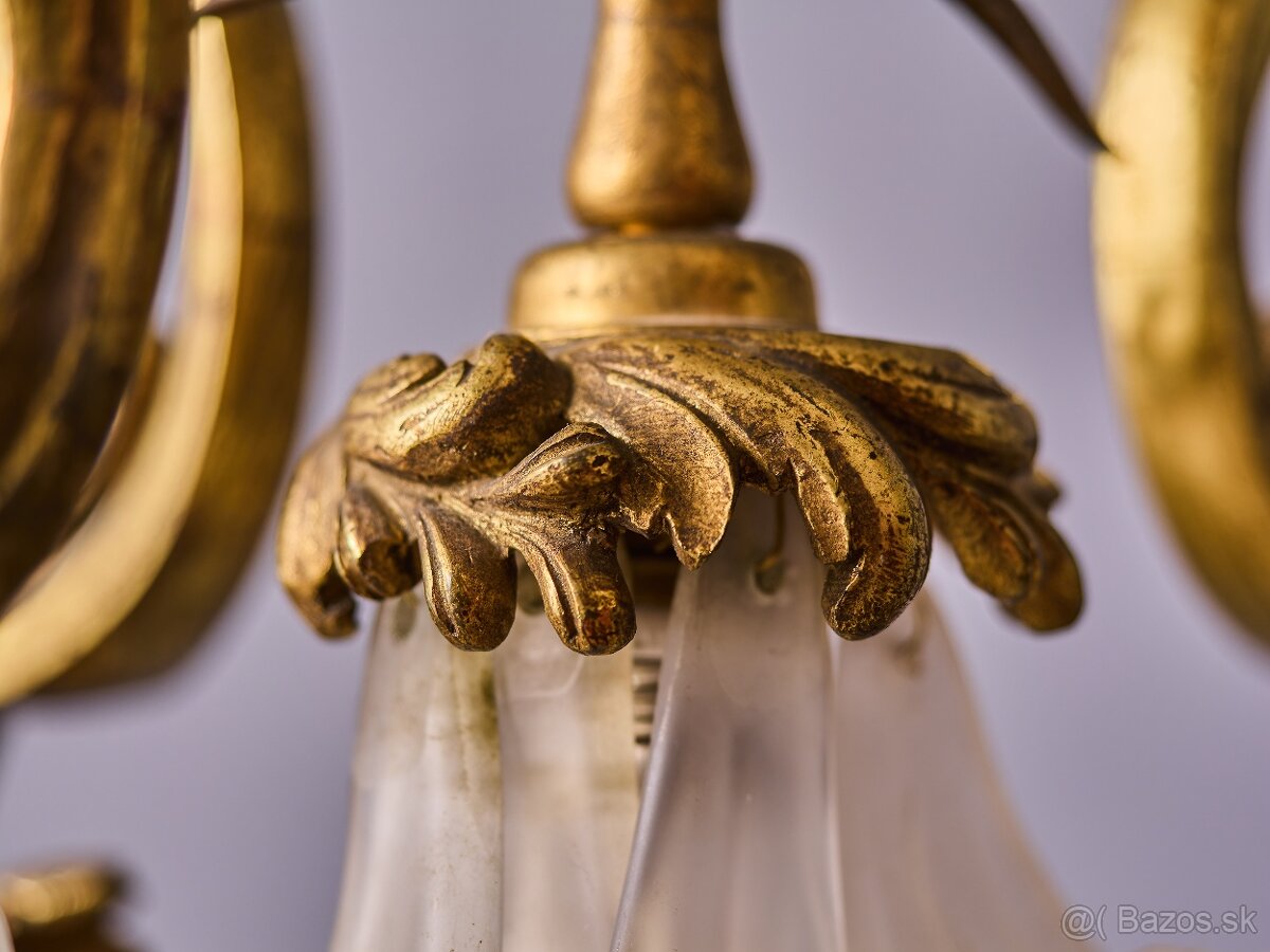 Secesný bronzový luster s kosatcami (iris) - 10