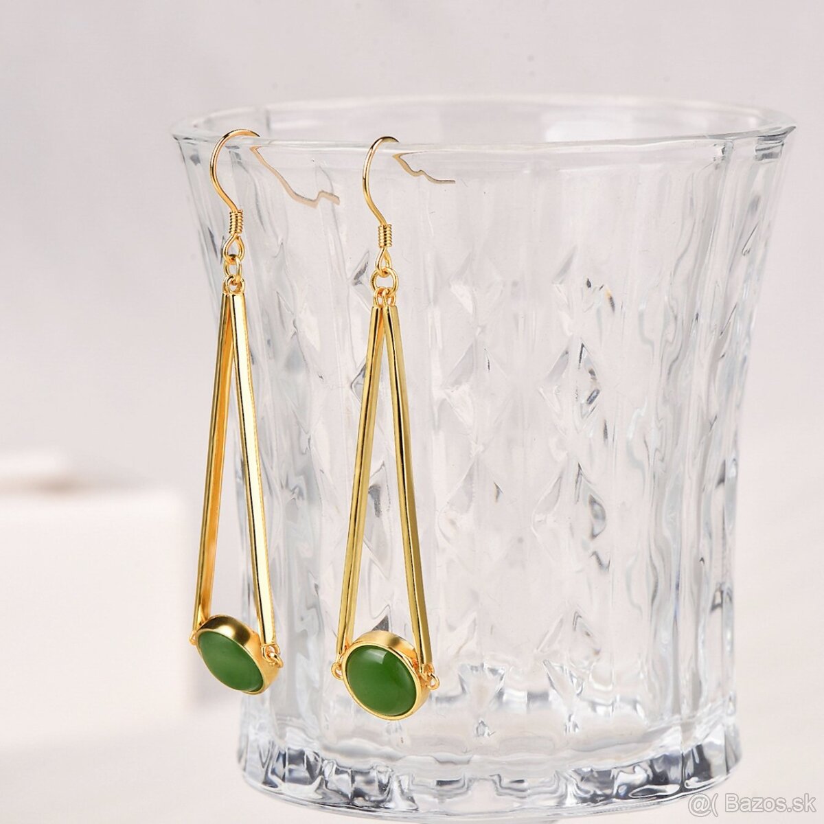 Nefritové visiace náušnice s certifikátom - 10